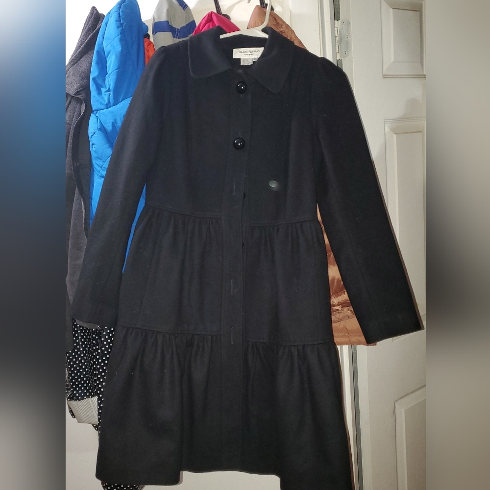 Helene berman XS black wool cashmere dress coat